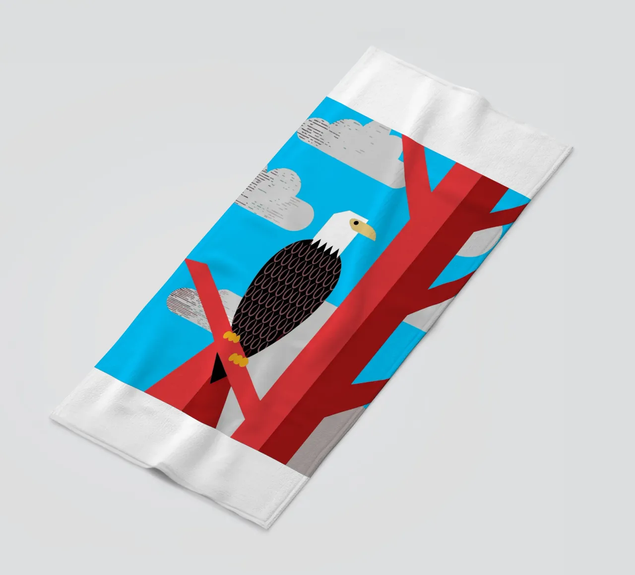 eagle retro style vector ilustration beach towel by kamilaze