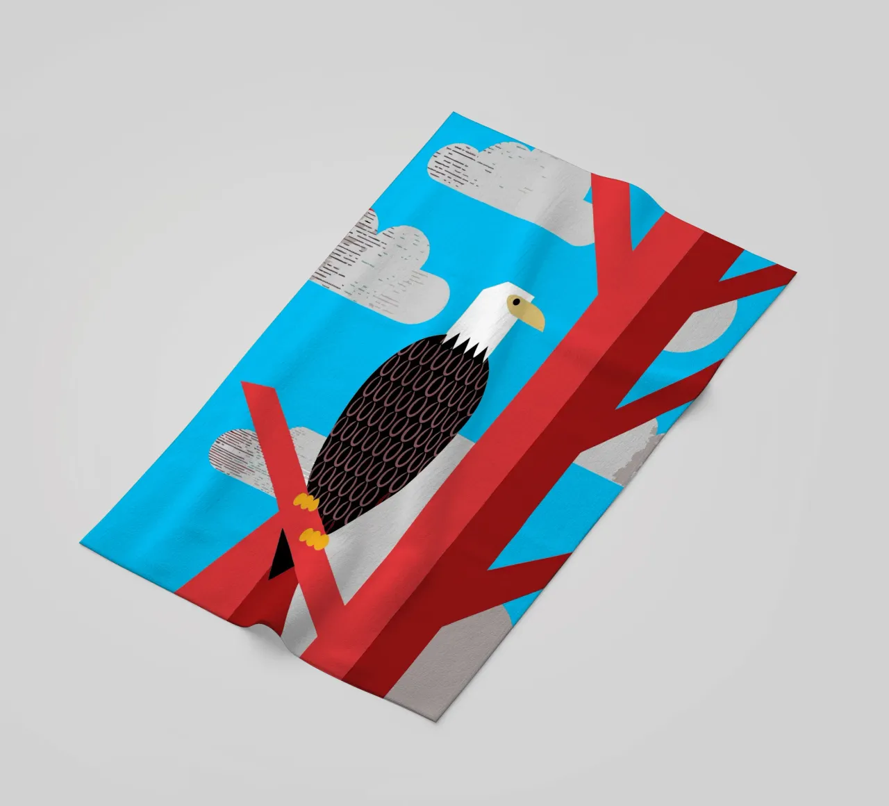eagle retro style vector ilustration beach towel by kamilaze