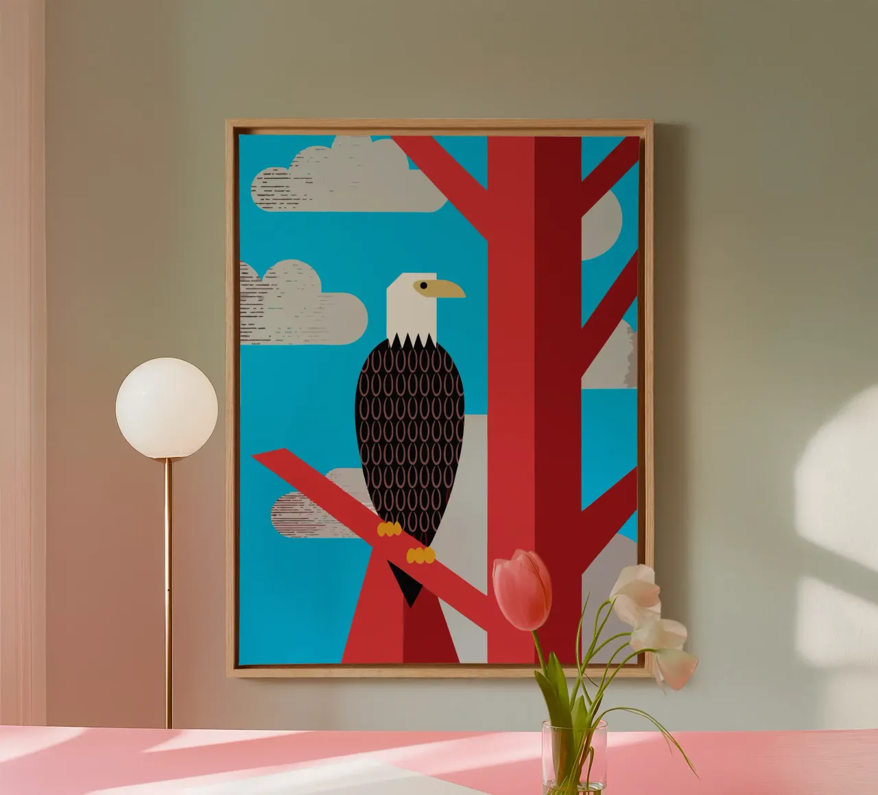 eagle retro style vector ilustration canvas with Floater frame by kamilaze