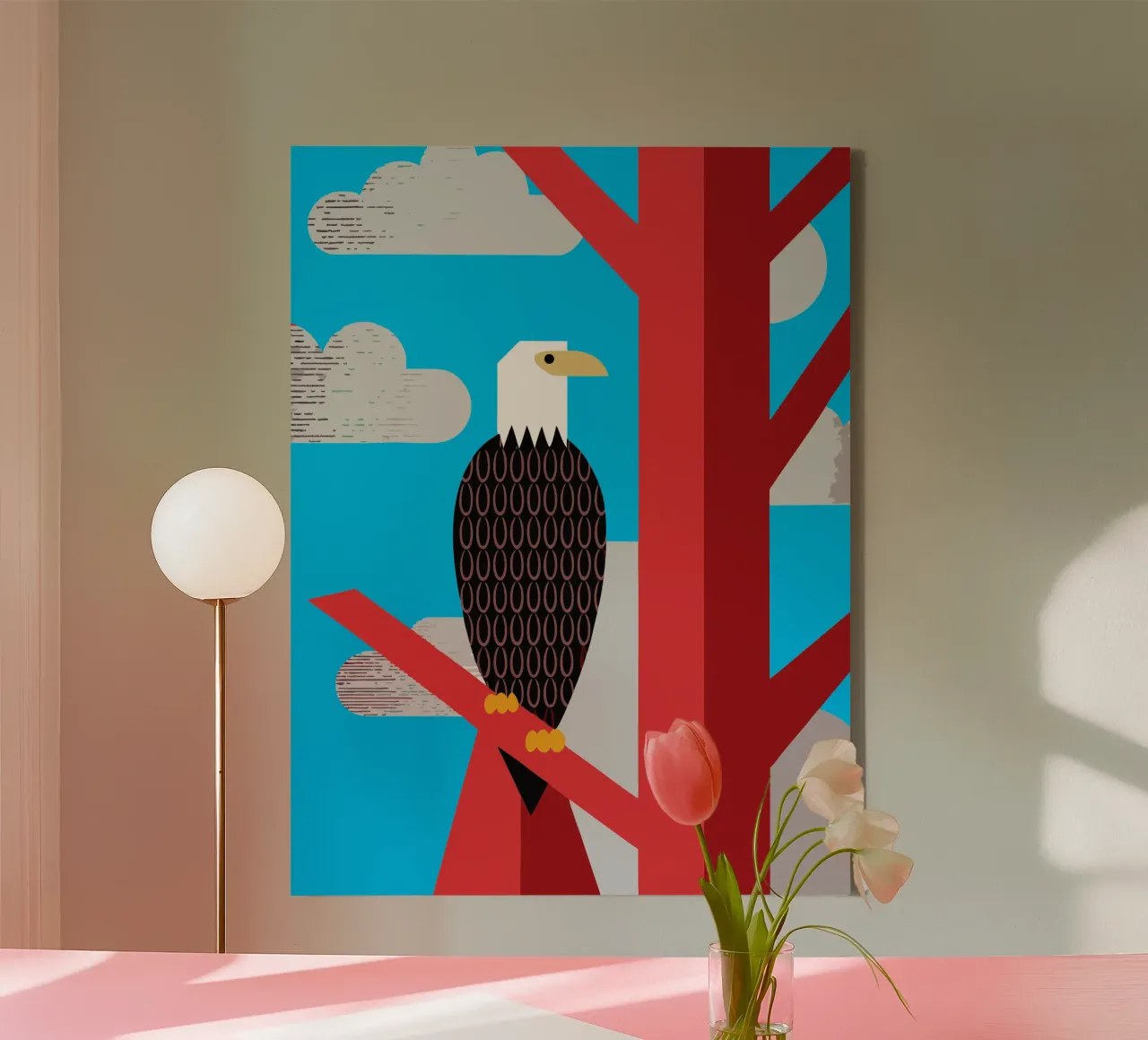 eagle retro style vector ilustration canvas with Floater frame by kamilaze