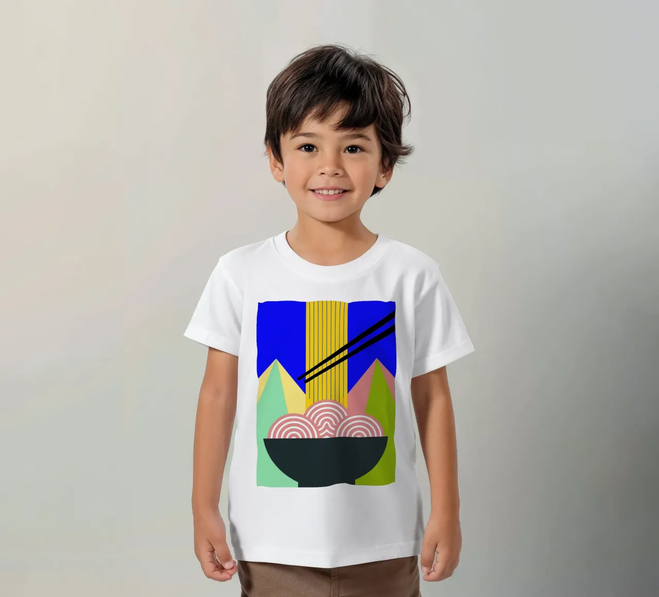 mangiare noodle art ilustrazione t-shirt bambini da kamilaze