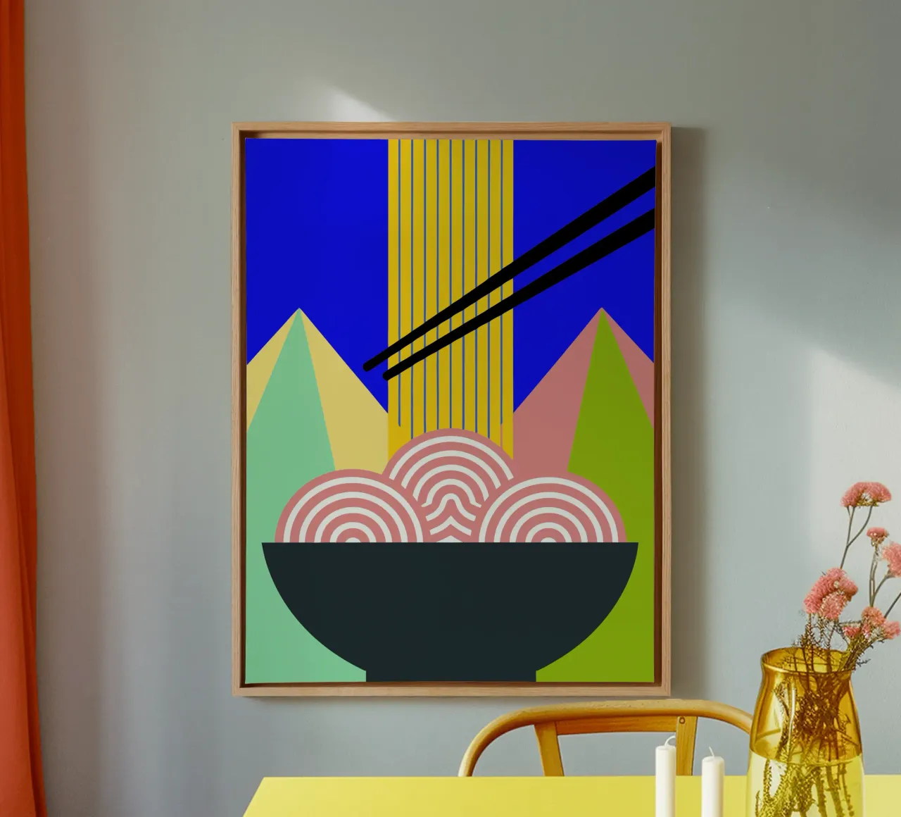 noodle kunstillustratie eten canvas met Baklijst van kamilaze