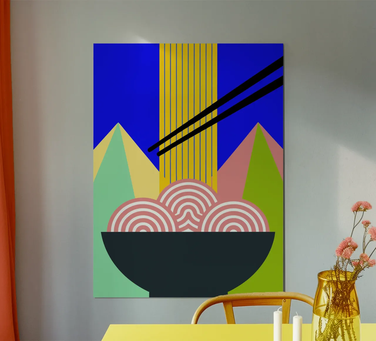 mangiare noodle art ilustrazione poster con telaio in alluminio da kamilaze