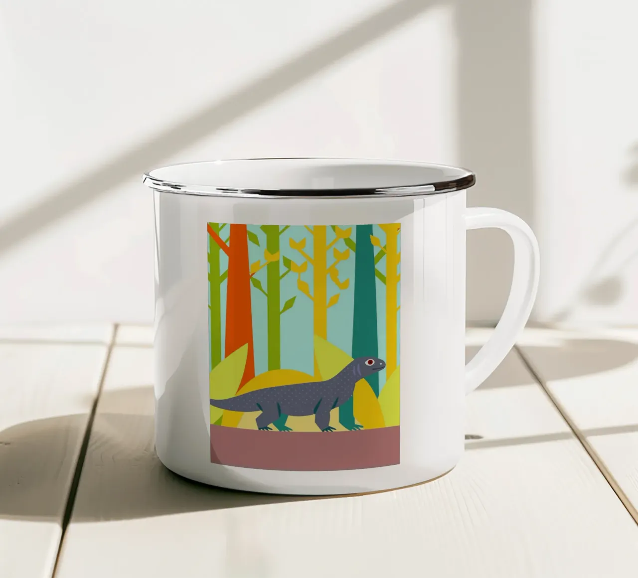 immaginazione vettoriale di komodo tazza in smalto da kamilaze