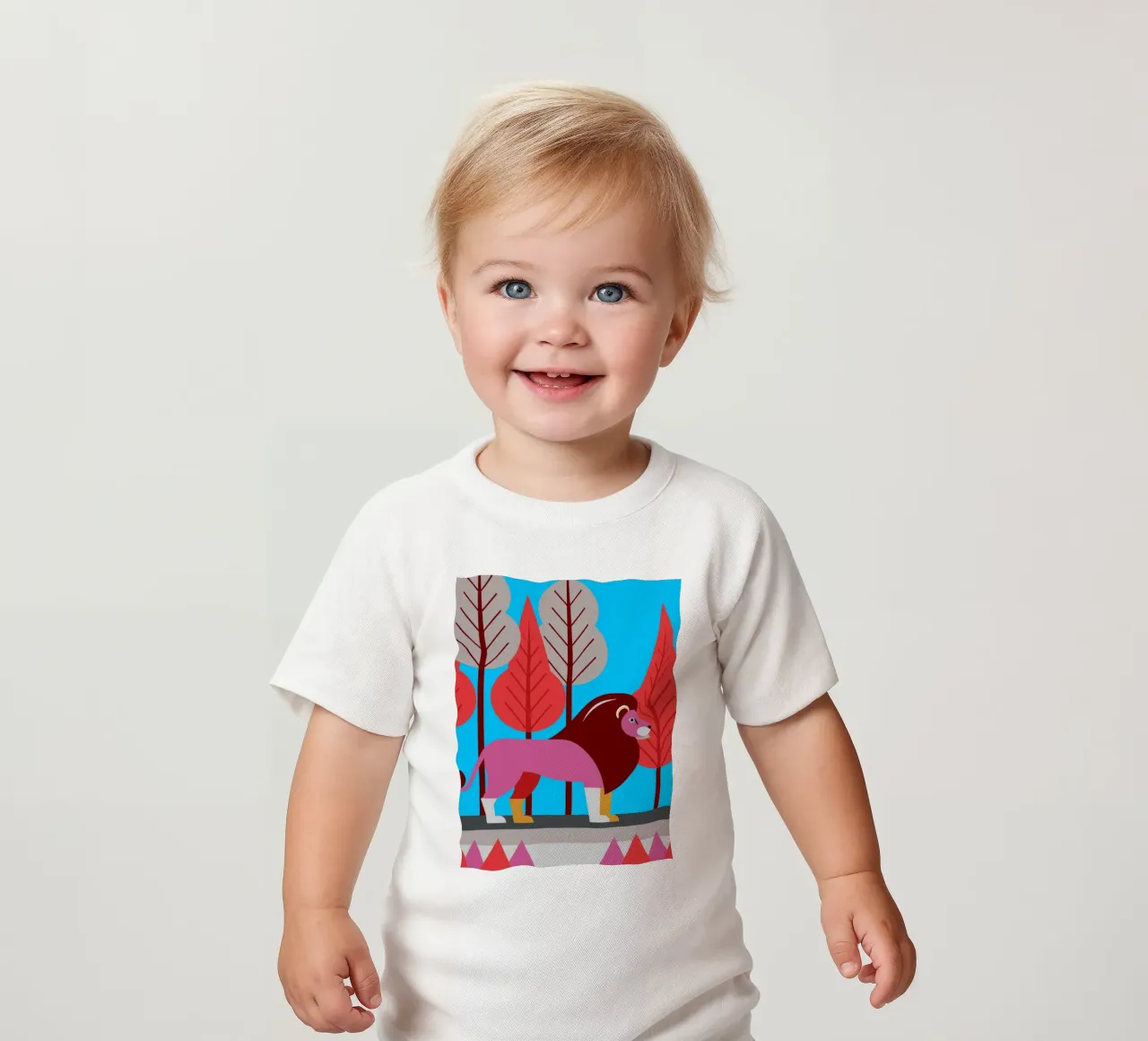 ilustración vectorial de un león camiseta de bebé de kamilaze