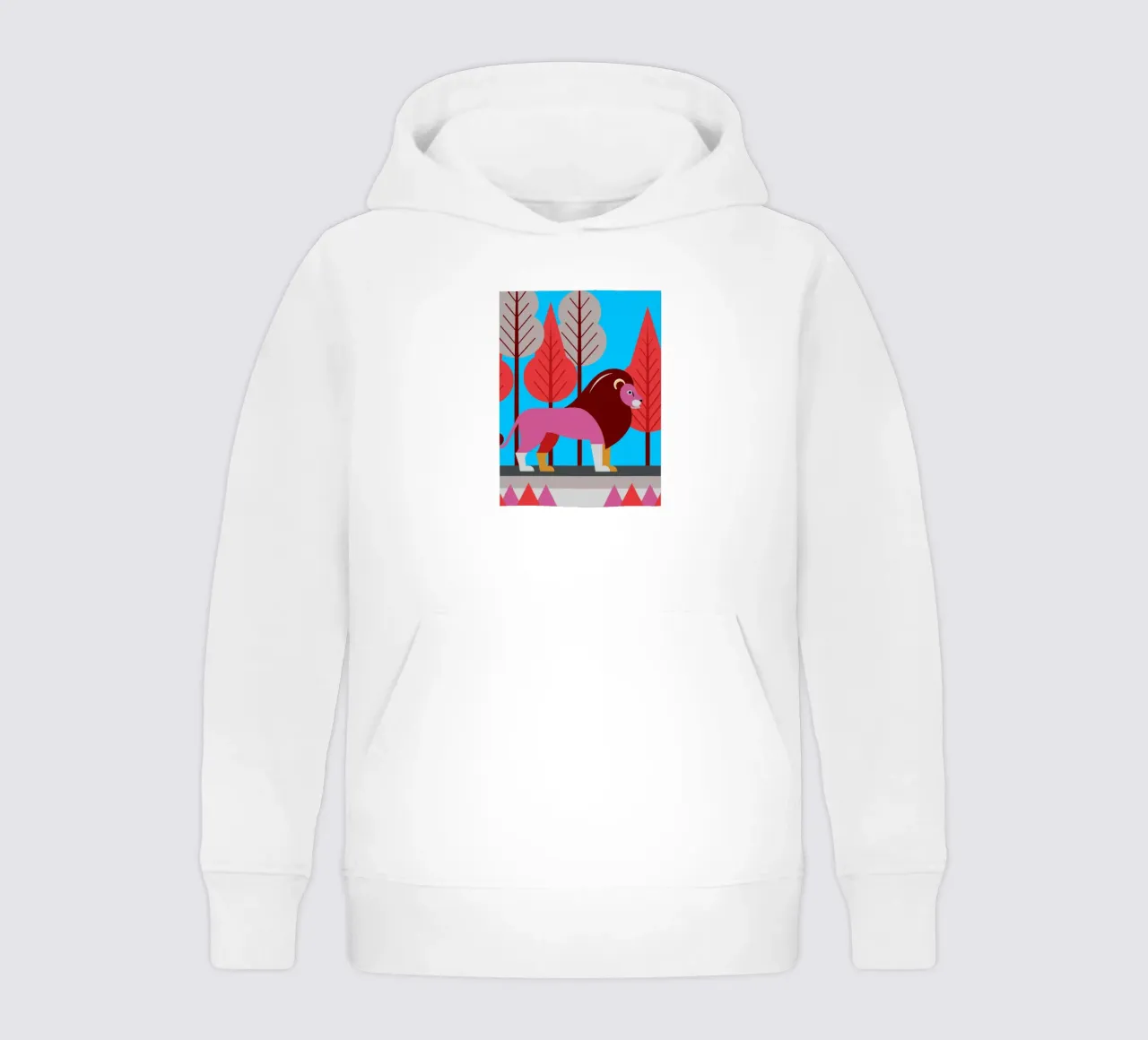 ilustración vectorial de un león sudadera con capucha para niño de kamilaze