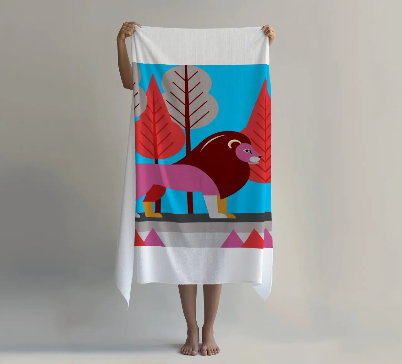 lion vector ilustration beach towel by kamilaze