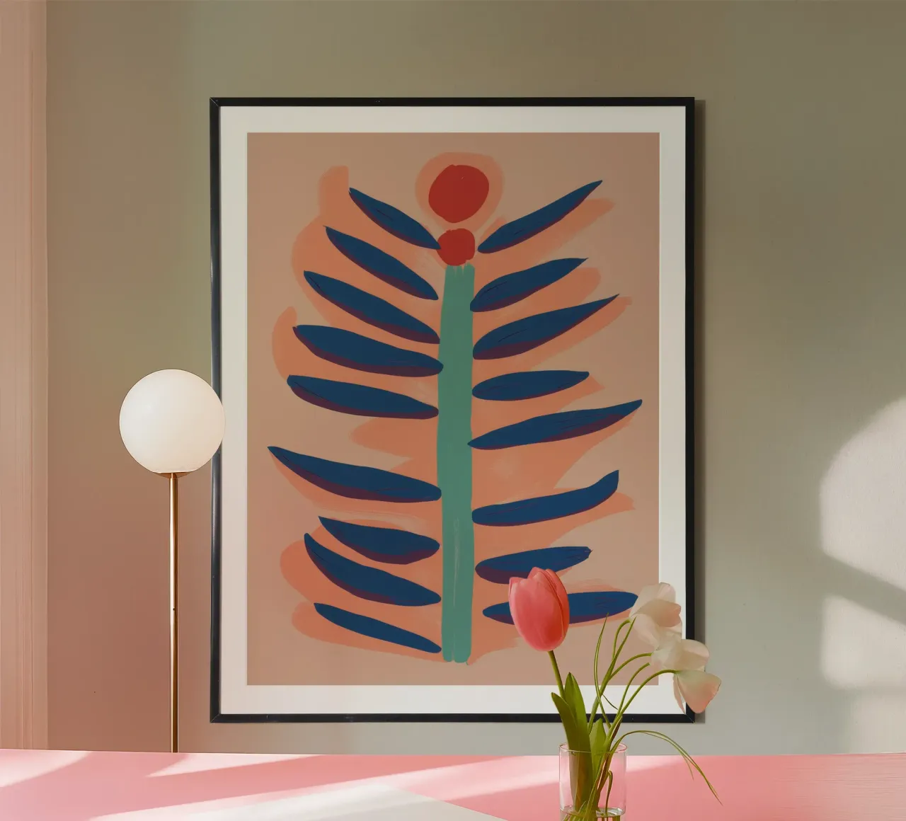 Terracotta Botanical Ascent poster con telaio in plastica da Stone Patina