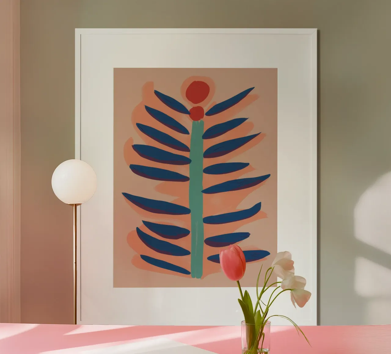 Terracotta Botanical Ascent poster con telaio in plastica da Stone Patina