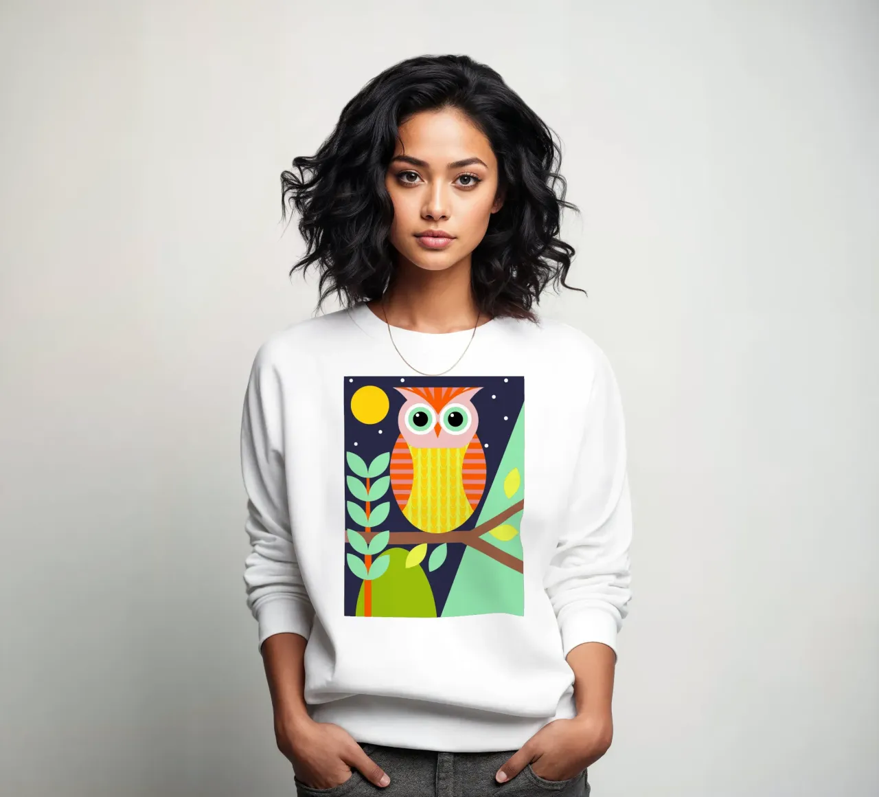 uil retro stijl vector illustratie sweatshirt van kamilaze