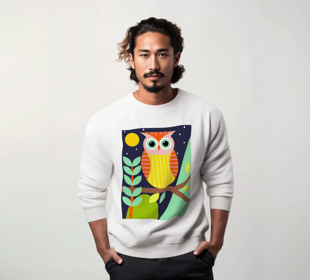 gufo stile retrò ilustrazione vettoriale felpa da kamilaze