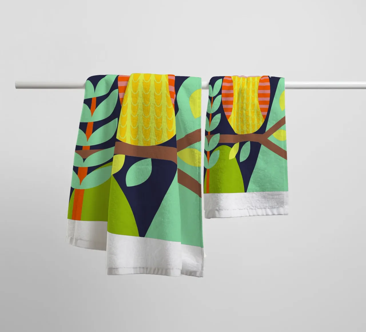 owl retro style vector ilustration towel by kamilaze