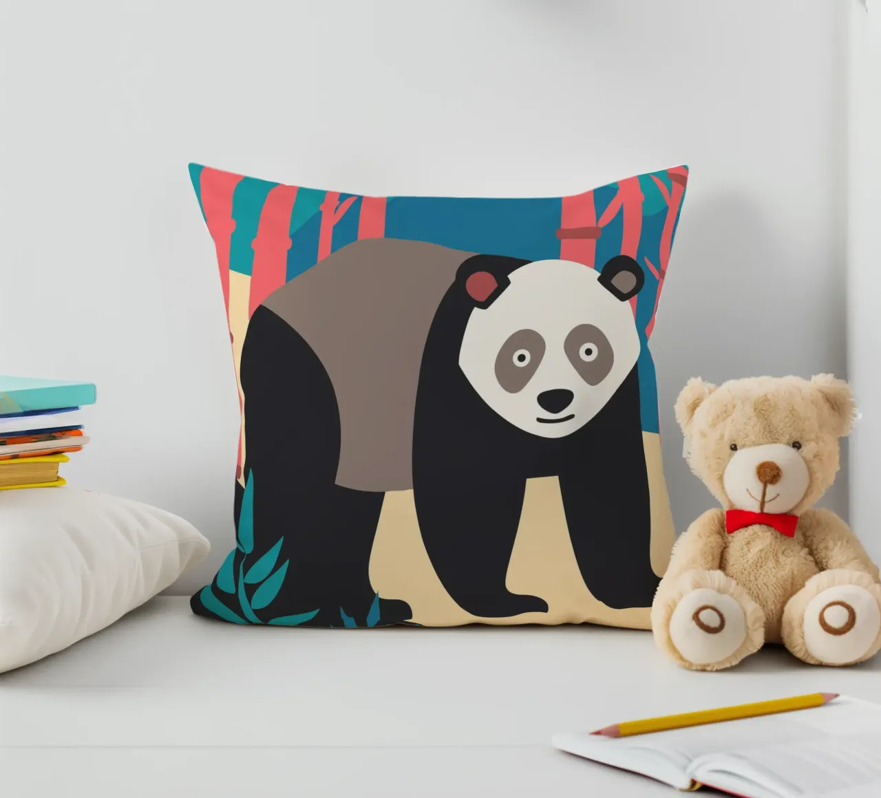 pandas vector imagination decorative cushion by kamilaze