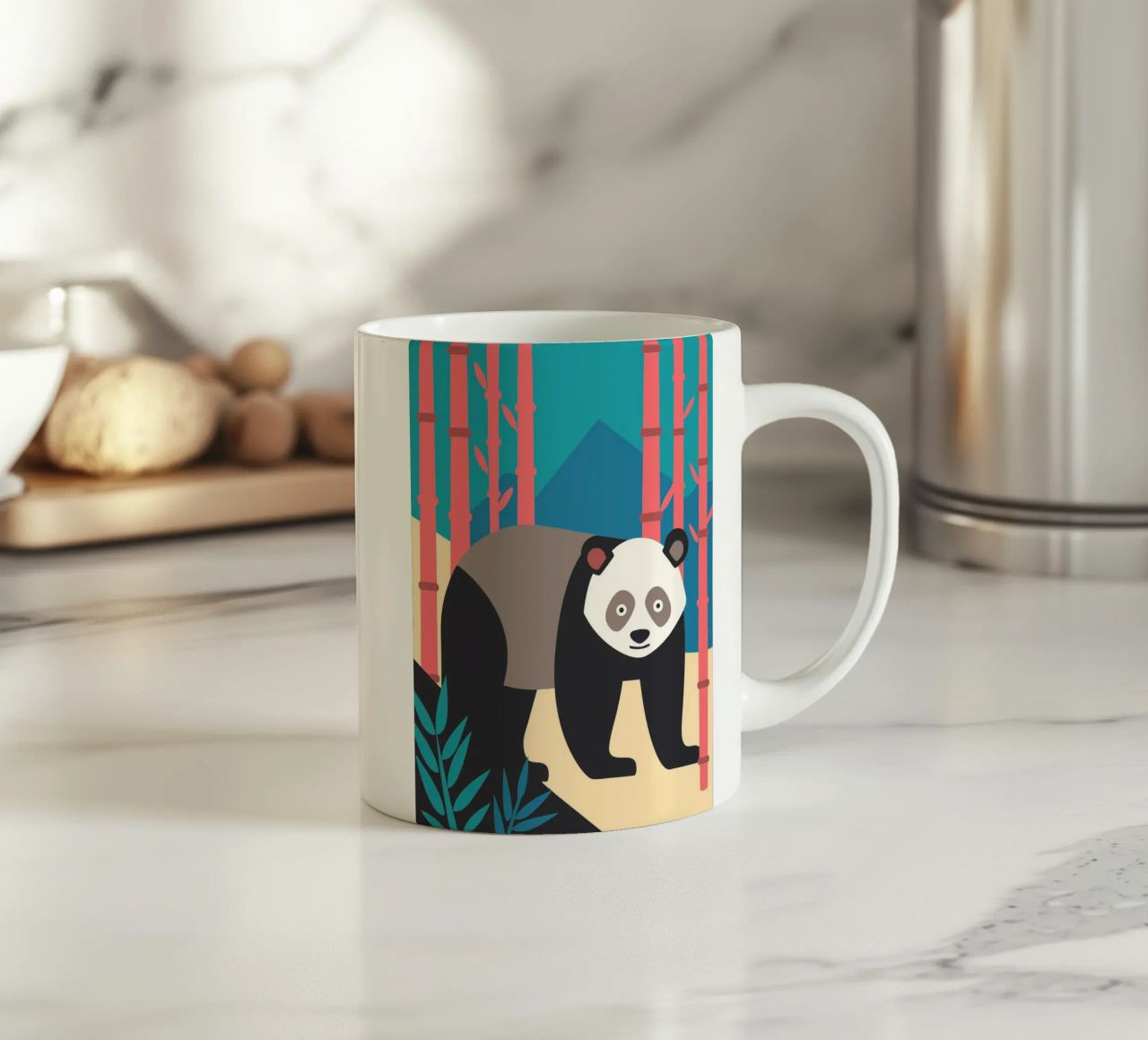 panda's vector verbeelding keramische mok van kamilaze