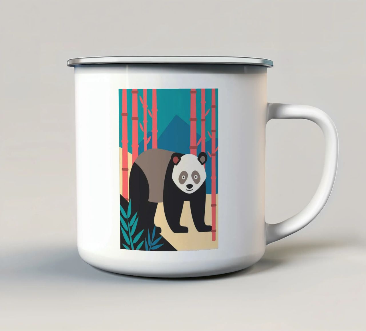 panda's vector verbeelding emaille mok van kamilaze