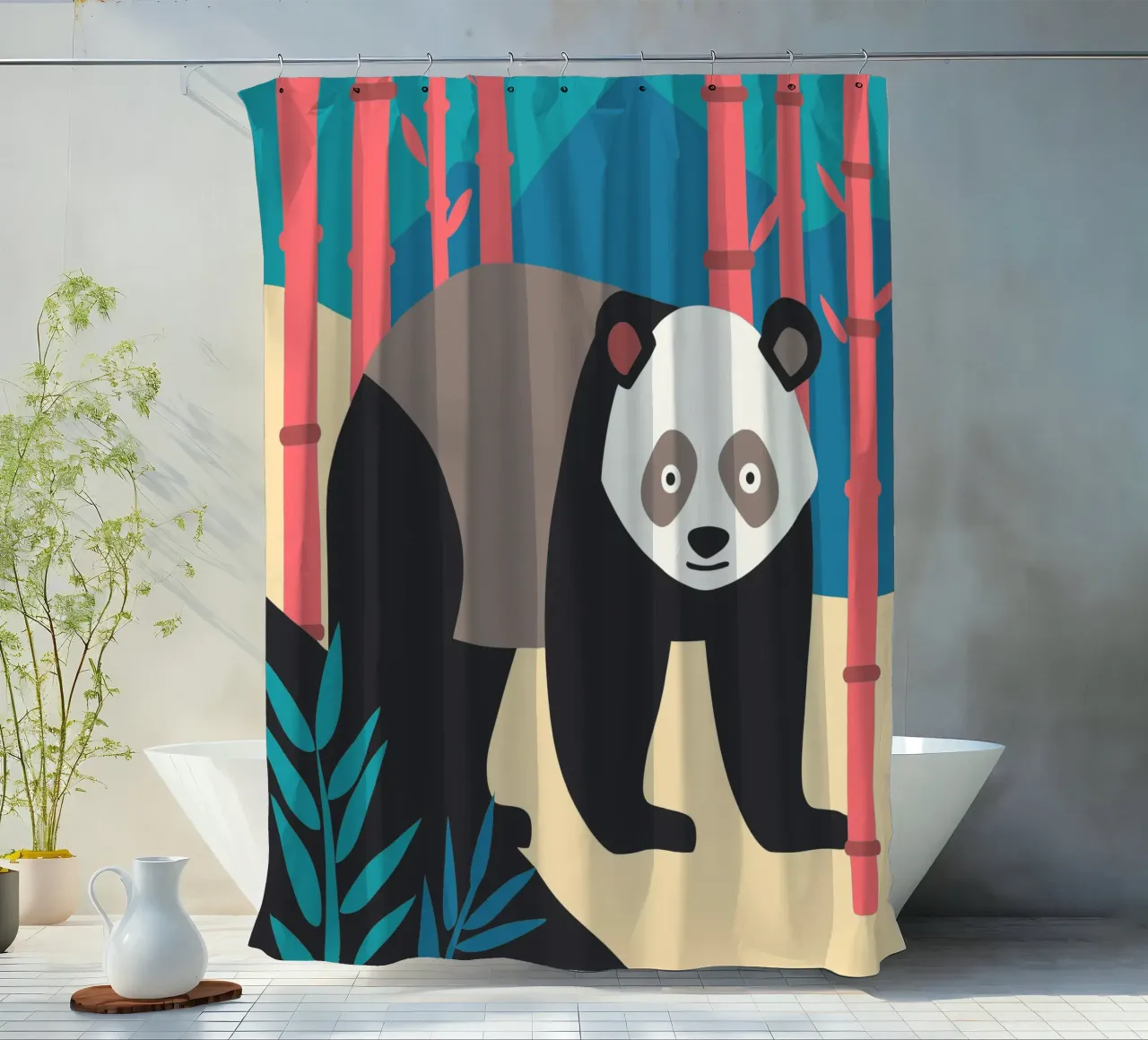 panda's vector verbeelding douchegordijn van kamilaze