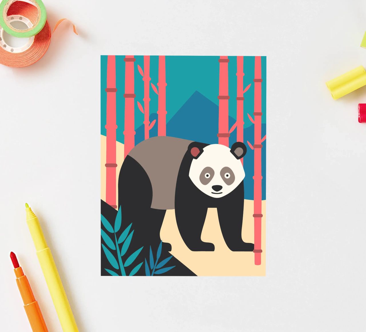 pandas vector imaginación pegatina de kamilaze
