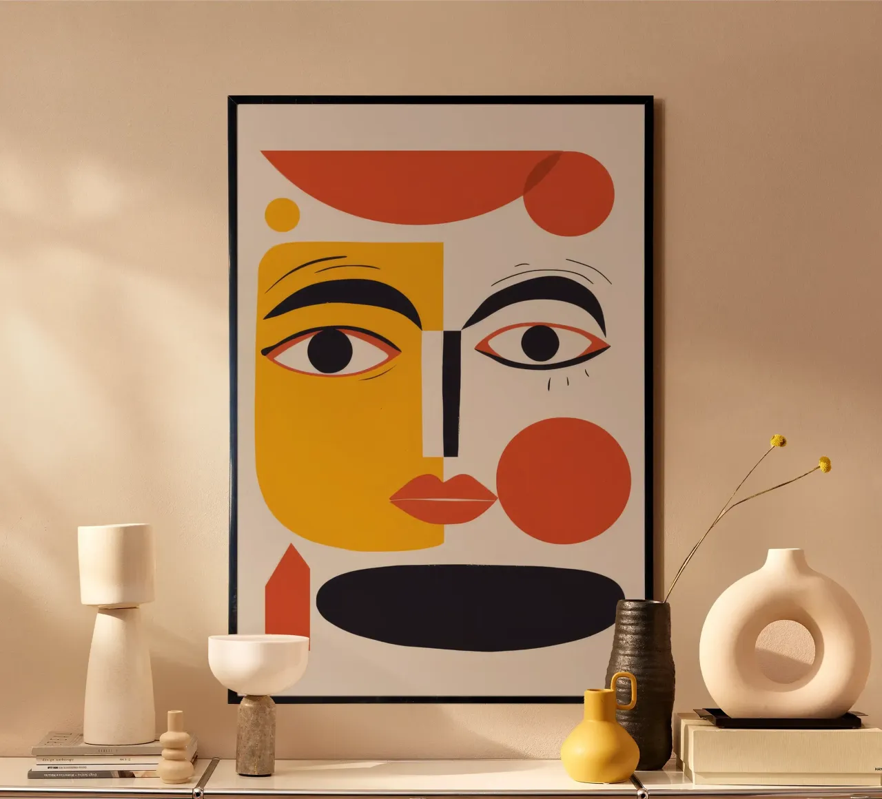 Sguardo d'oracolo baciato dal sole poster con telaio in legno da Stone Patina