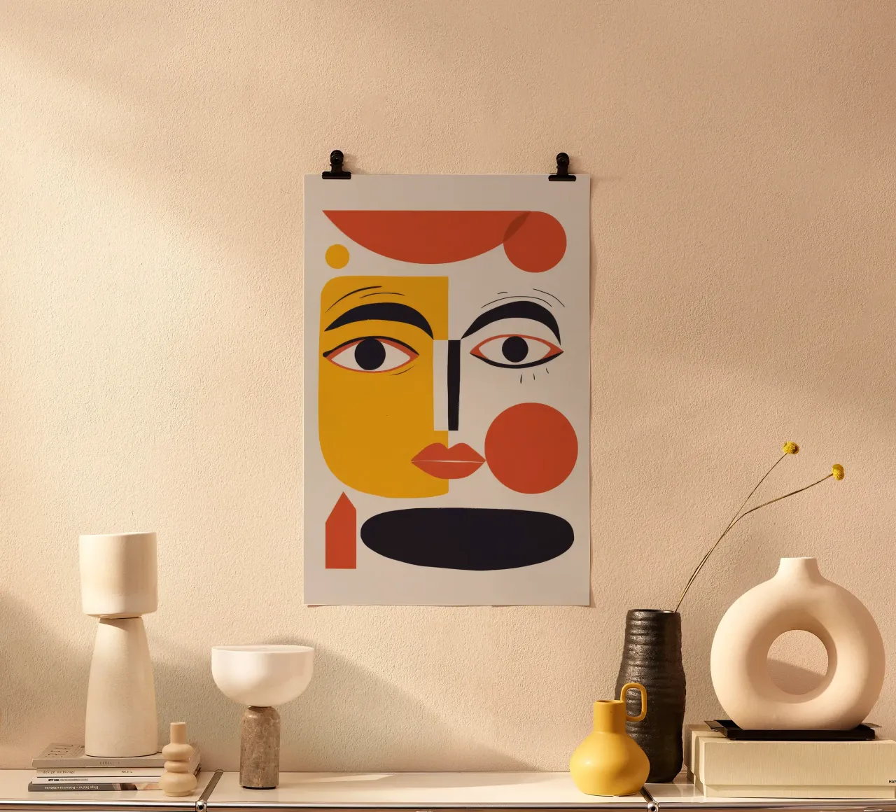 Sguardo d'oracolo baciato dal sole poster con telaio in legno da Stone Patina