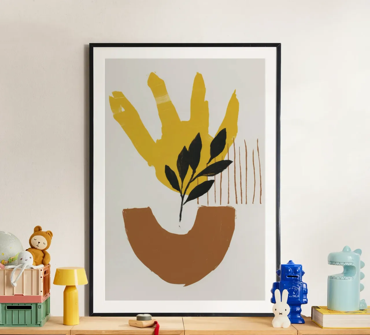Ocra Crescita Immobile poster con telaio in legno da Stone Patina