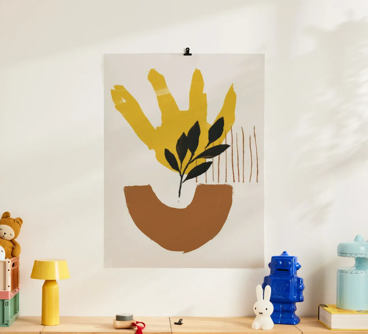 Ocra Crescita Immobile poster con telaio in legno da Stone Patina