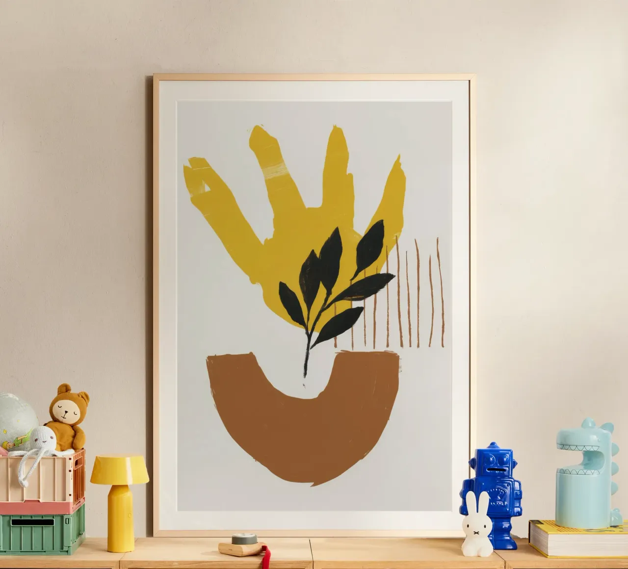 Ocra Crescita Immobile poster con telaio in legno da Stone Patina