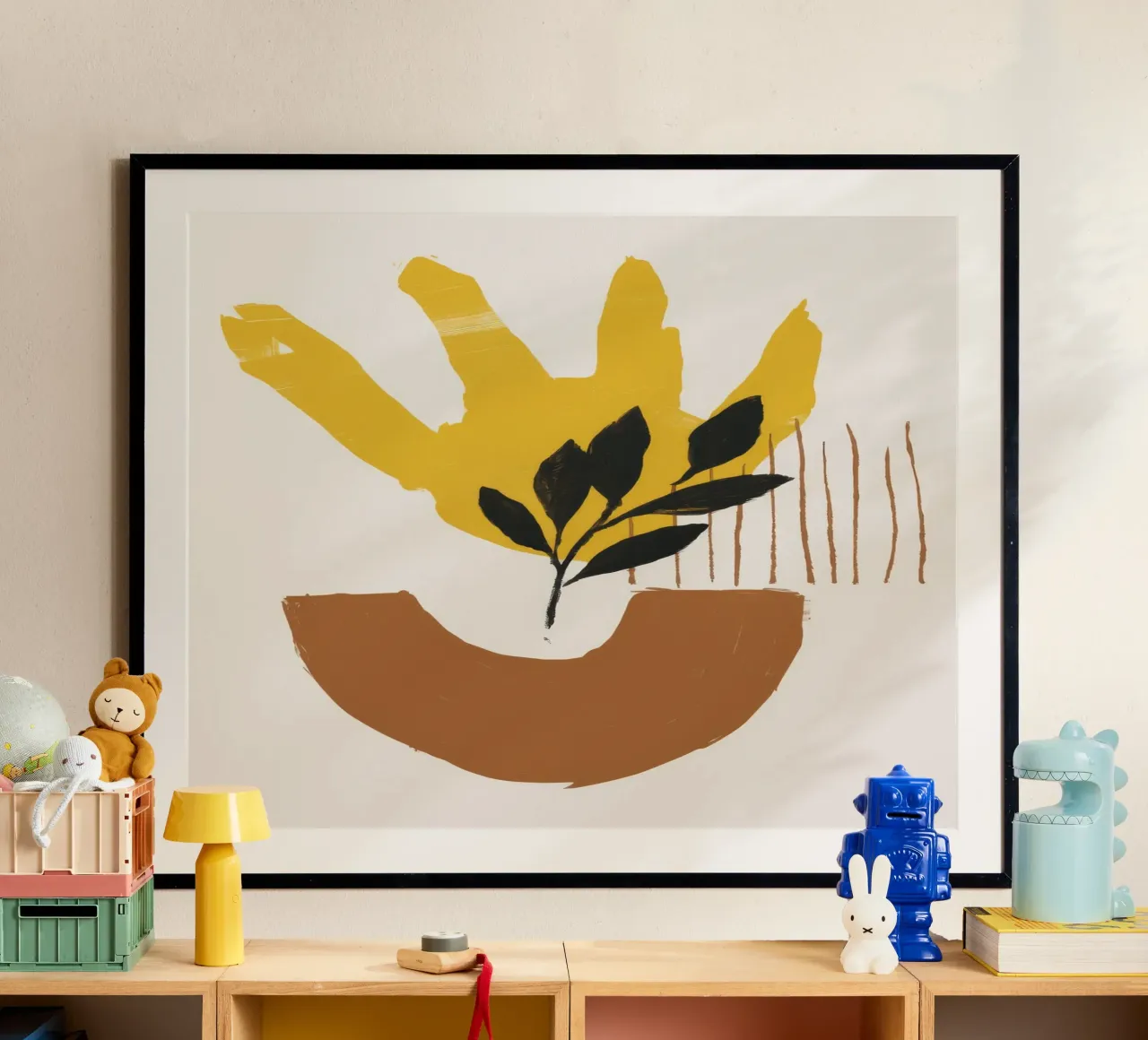 Ocra Crescita Immobile poster con telaio in legno da Stone Patina