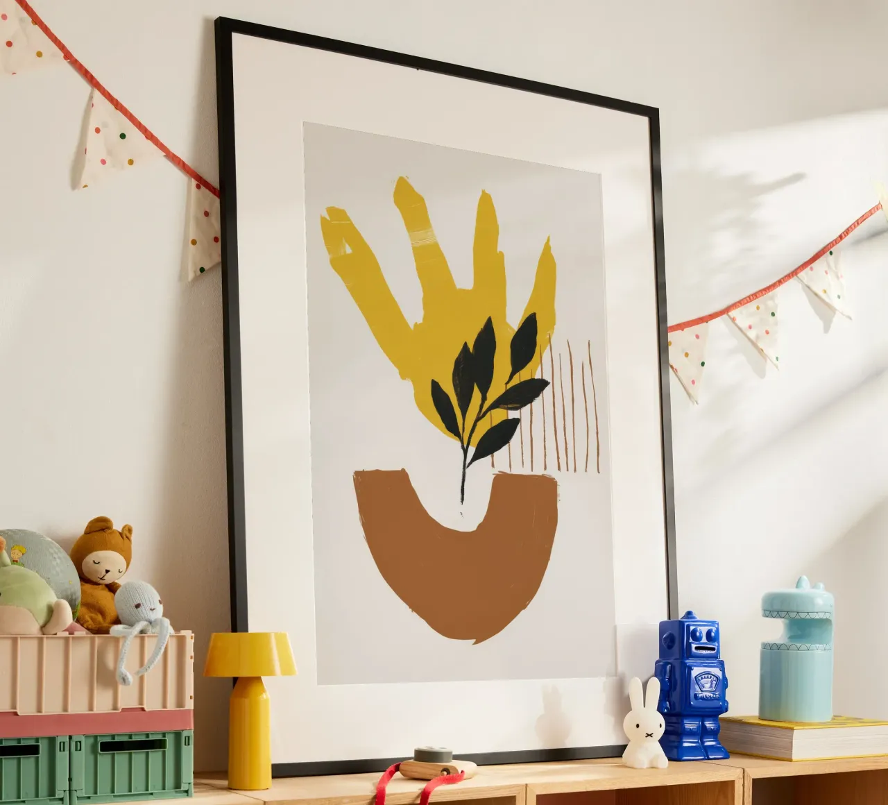 Ocra Crescita Immobile poster con telaio in legno da Stone Patina