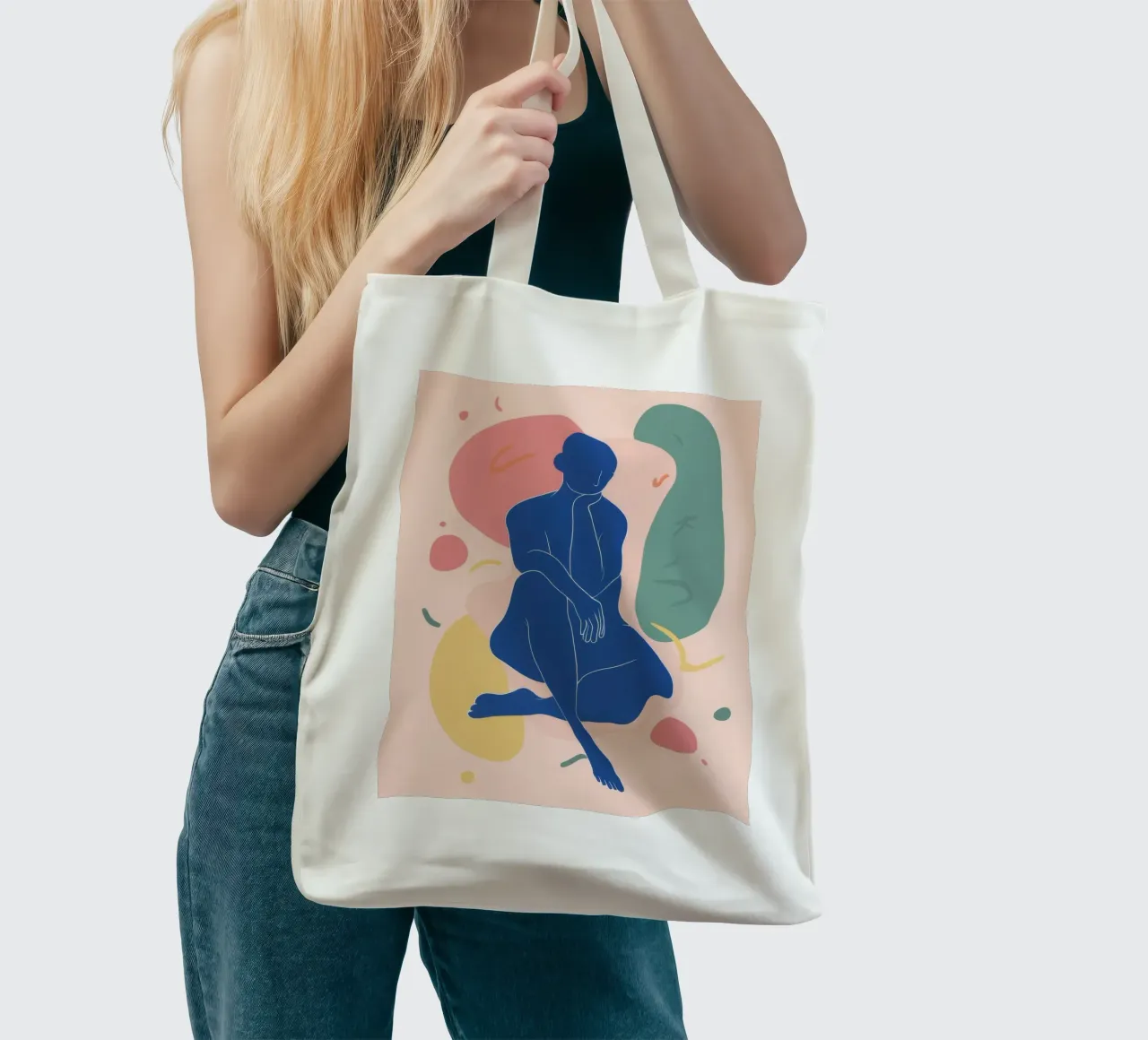 Azzurro nudo in posa borsa in juta da Terra Tone