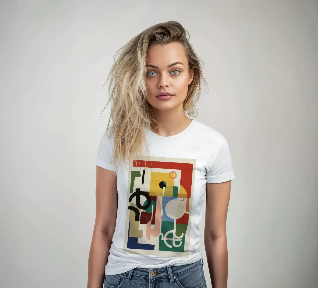 Geometric Joyful Chaos women's fitted t-shirt by Stone Patina