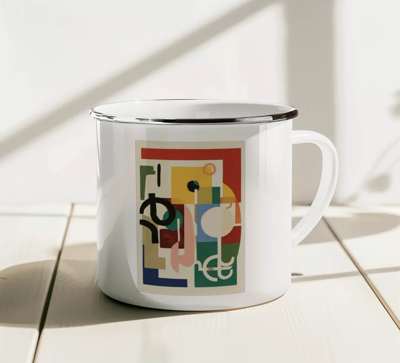 Caos geométrico y alegre taza de esmalte de Stone Patina