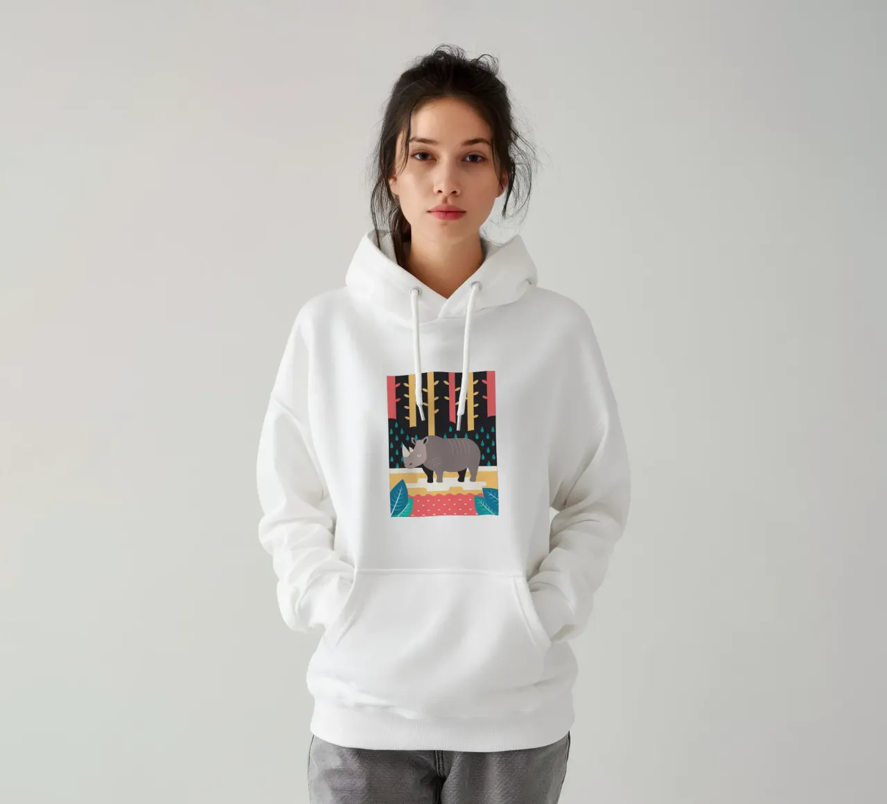 rhinoceros vector illustration hoodie by kamilaze