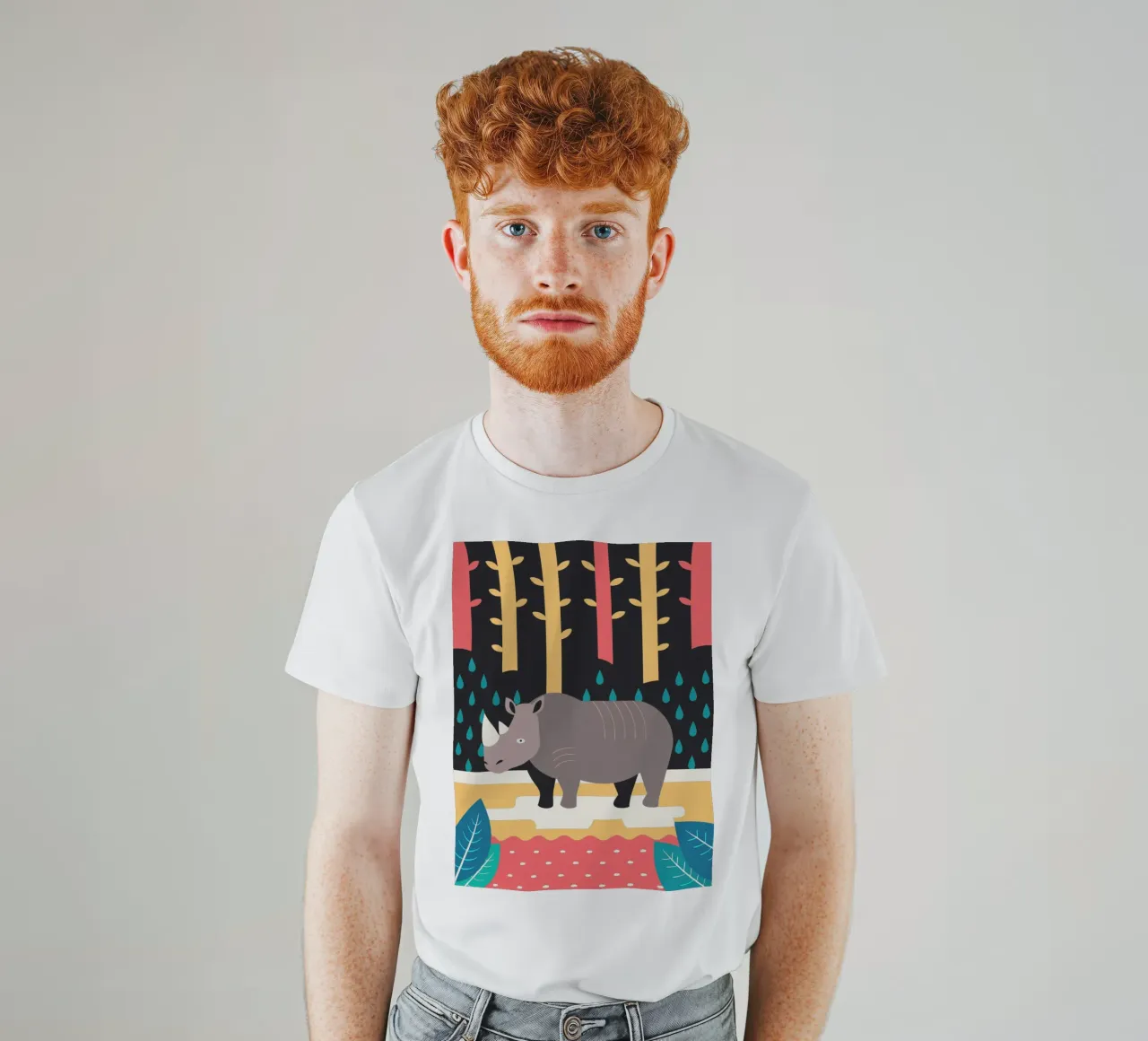 rhinoceros vector illustration t-shirt by kamilaze
