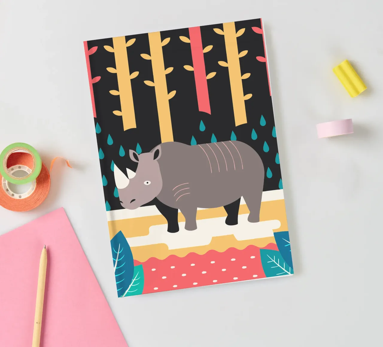 rhinoceros vector illustration notebook by kamilaze