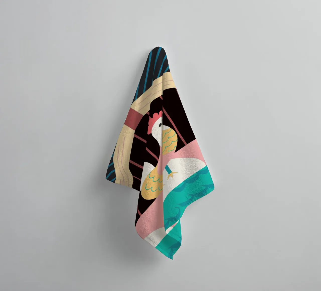 coq vectoriel imagination serviette de bain de kamilaze