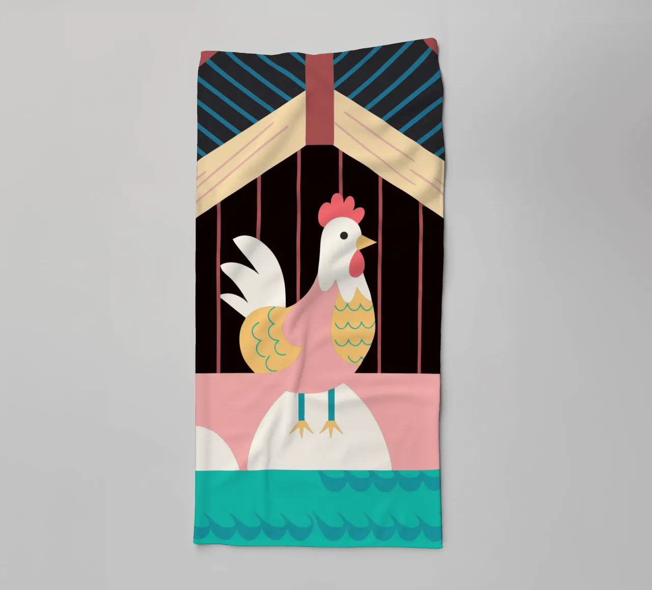 coq vectoriel imagination serviette de bain de kamilaze