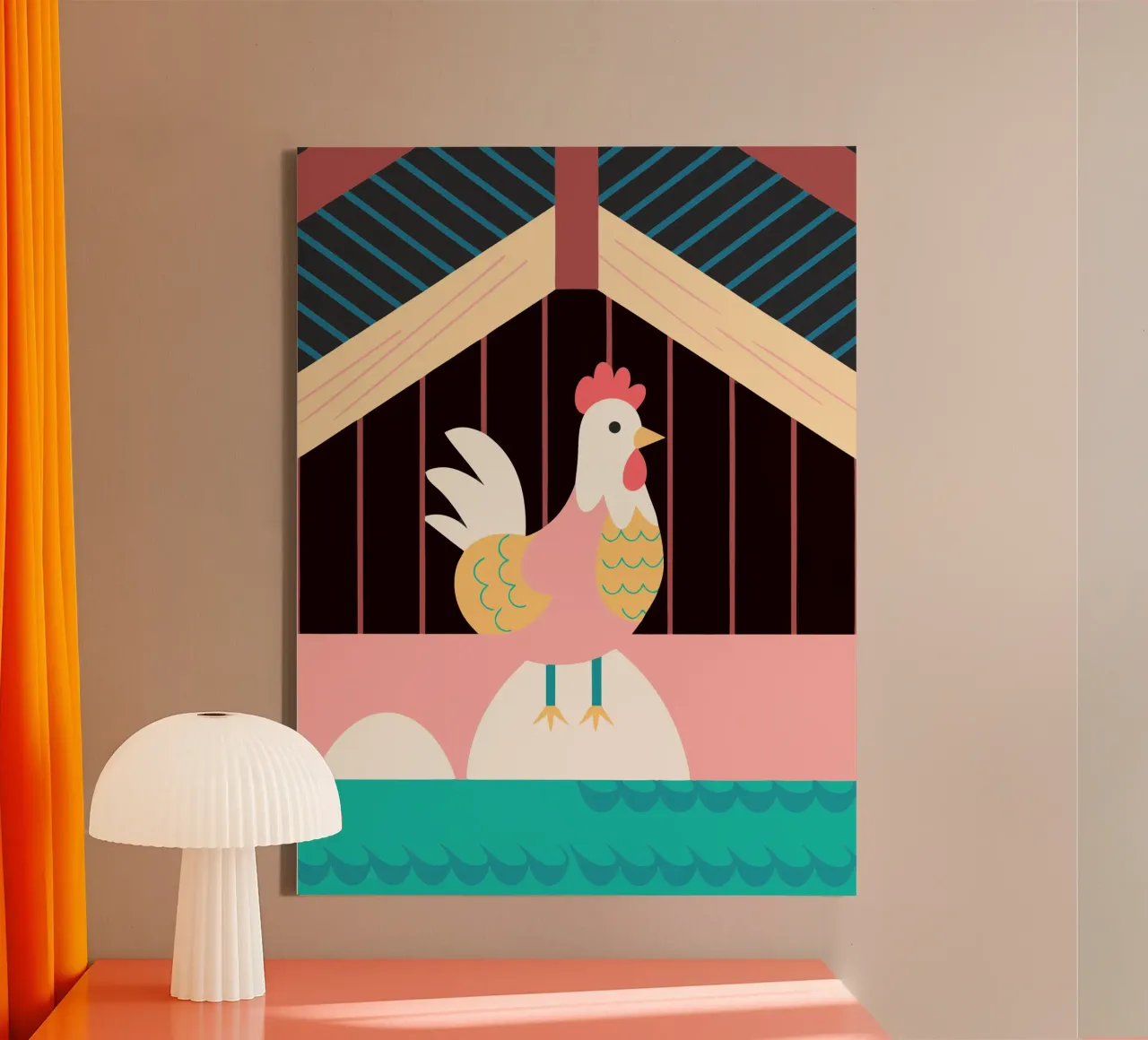 haan vector verbeelding canvas met Baklijst van kamilaze