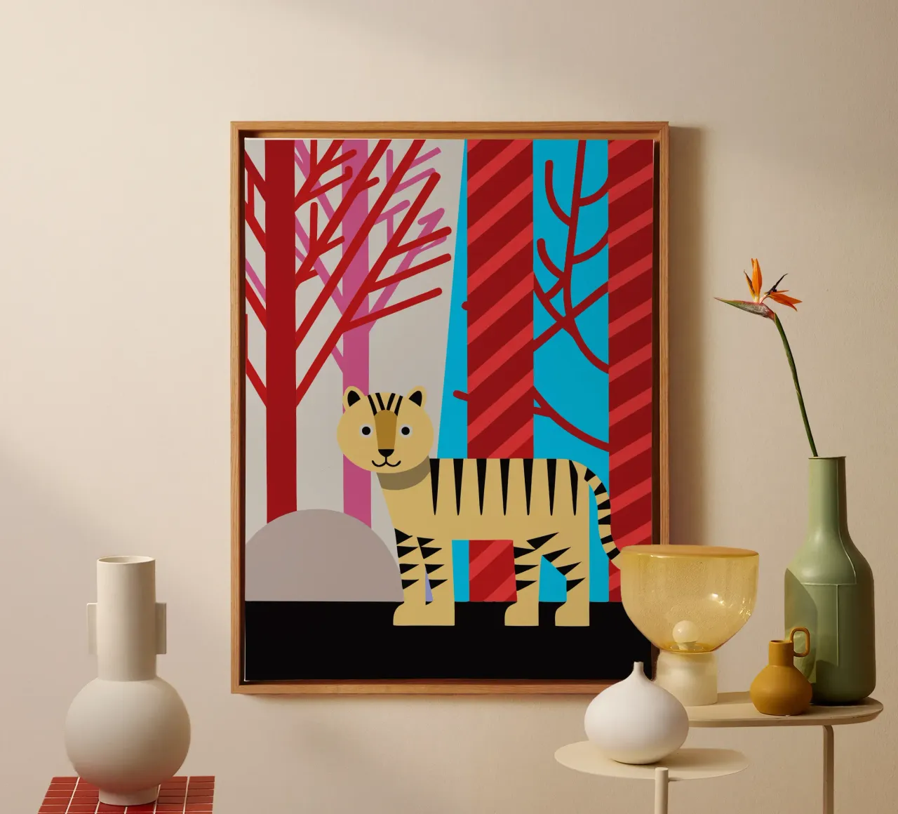 tijger vector kunst verbeelding canvas met Baklijst van kamilaze