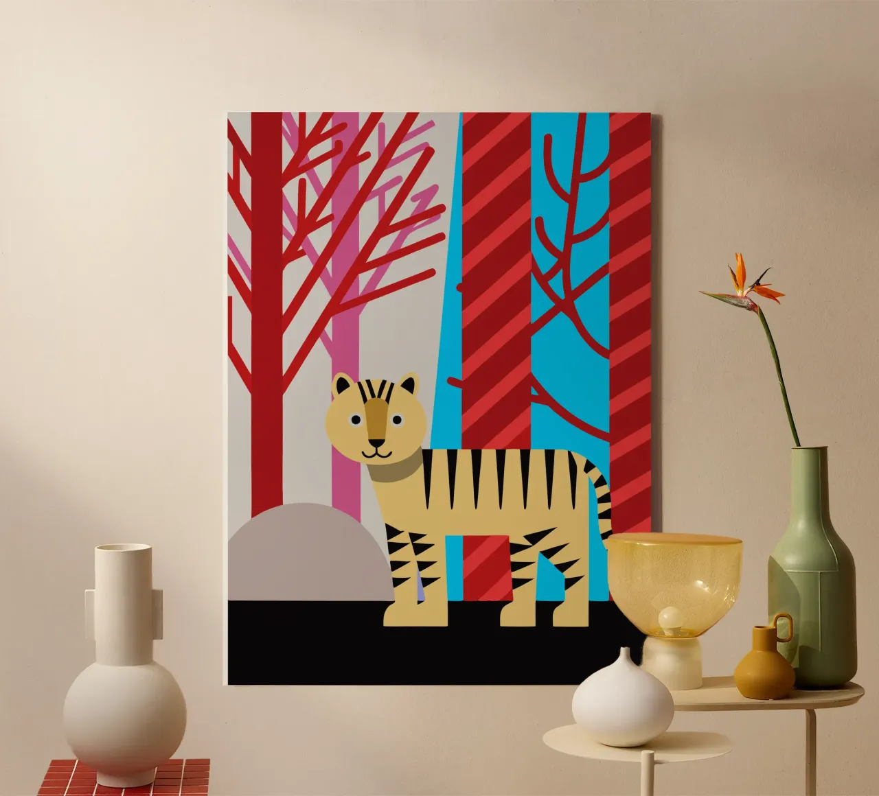 tijger vector kunst verbeelding canvas met Baklijst van kamilaze