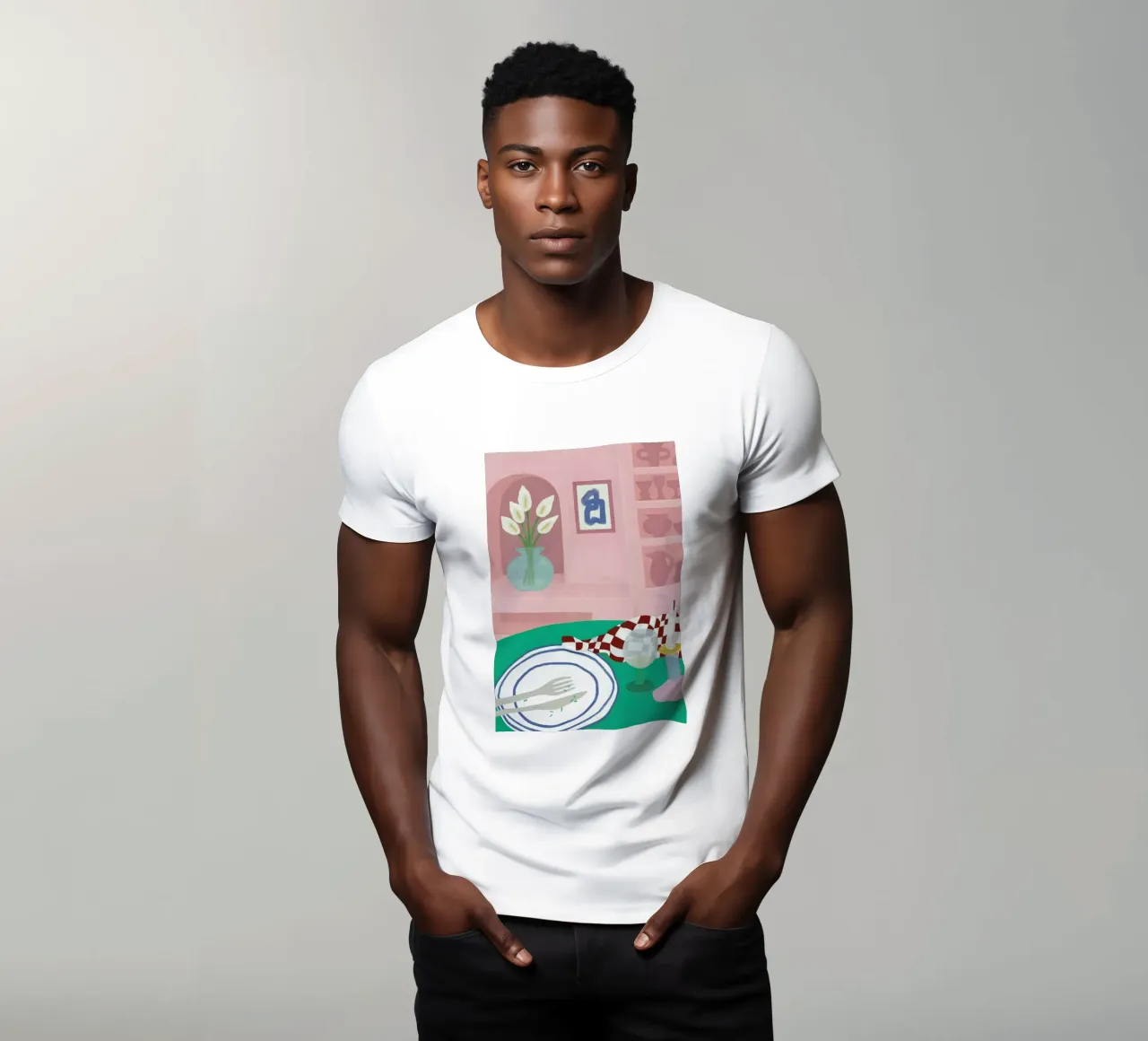 At The Restaurant t-shirt by Frauke Schyroki