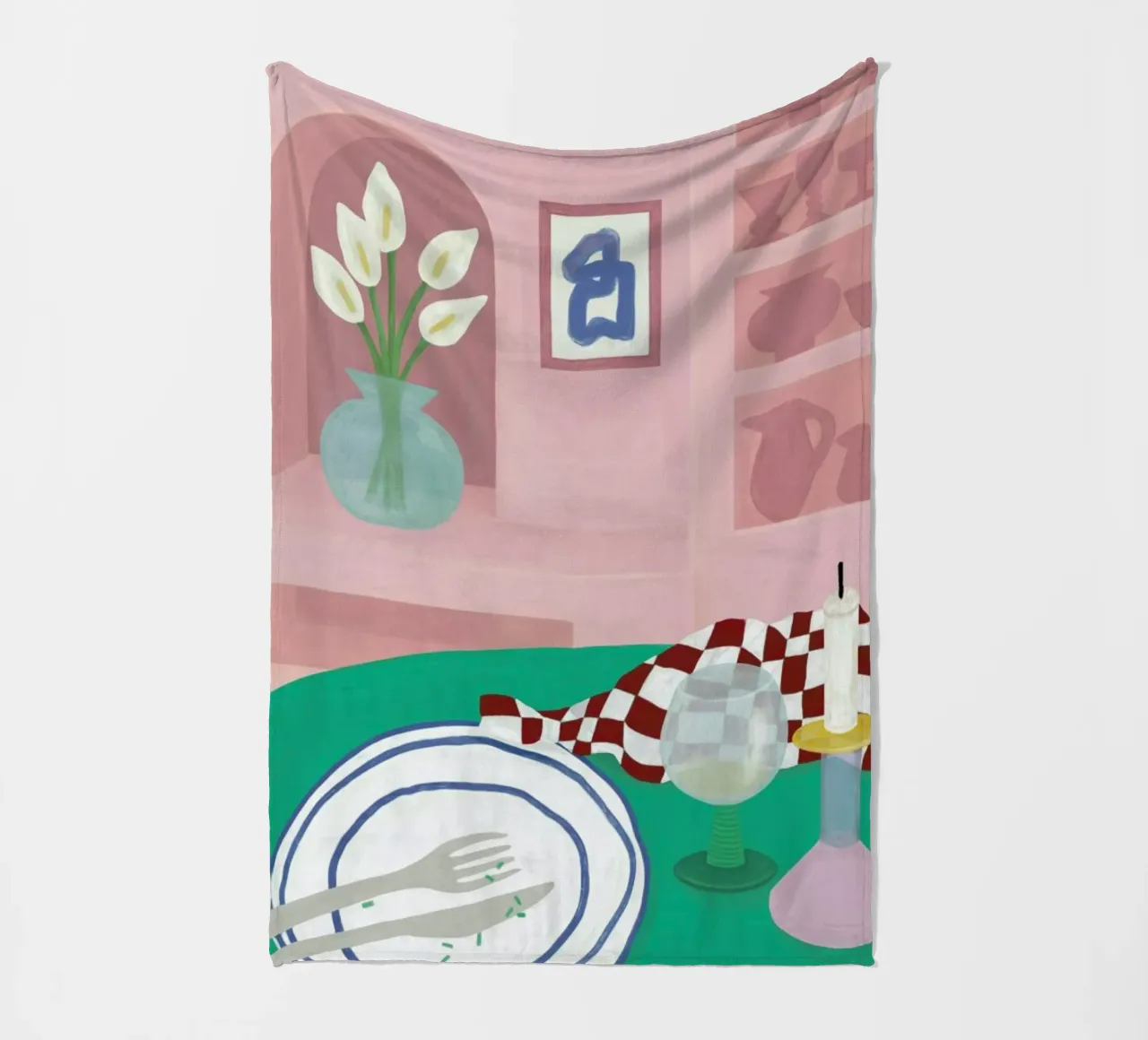 At The Restaurant fleece blanket by Frauke Schyroki