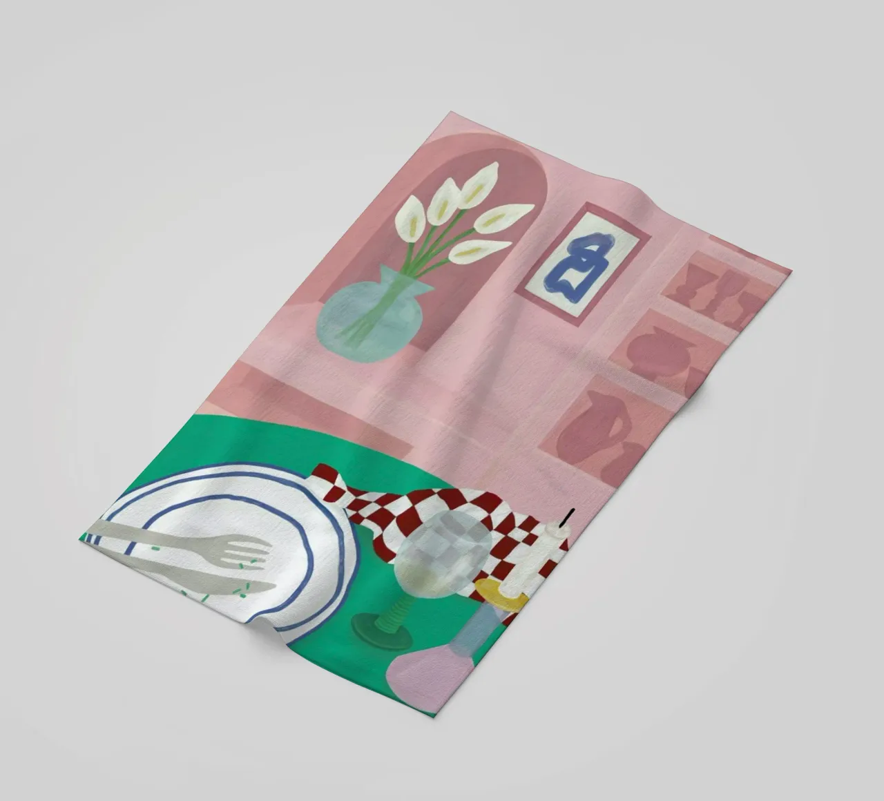 At The Restaurant beach towel by Frauke Schyroki