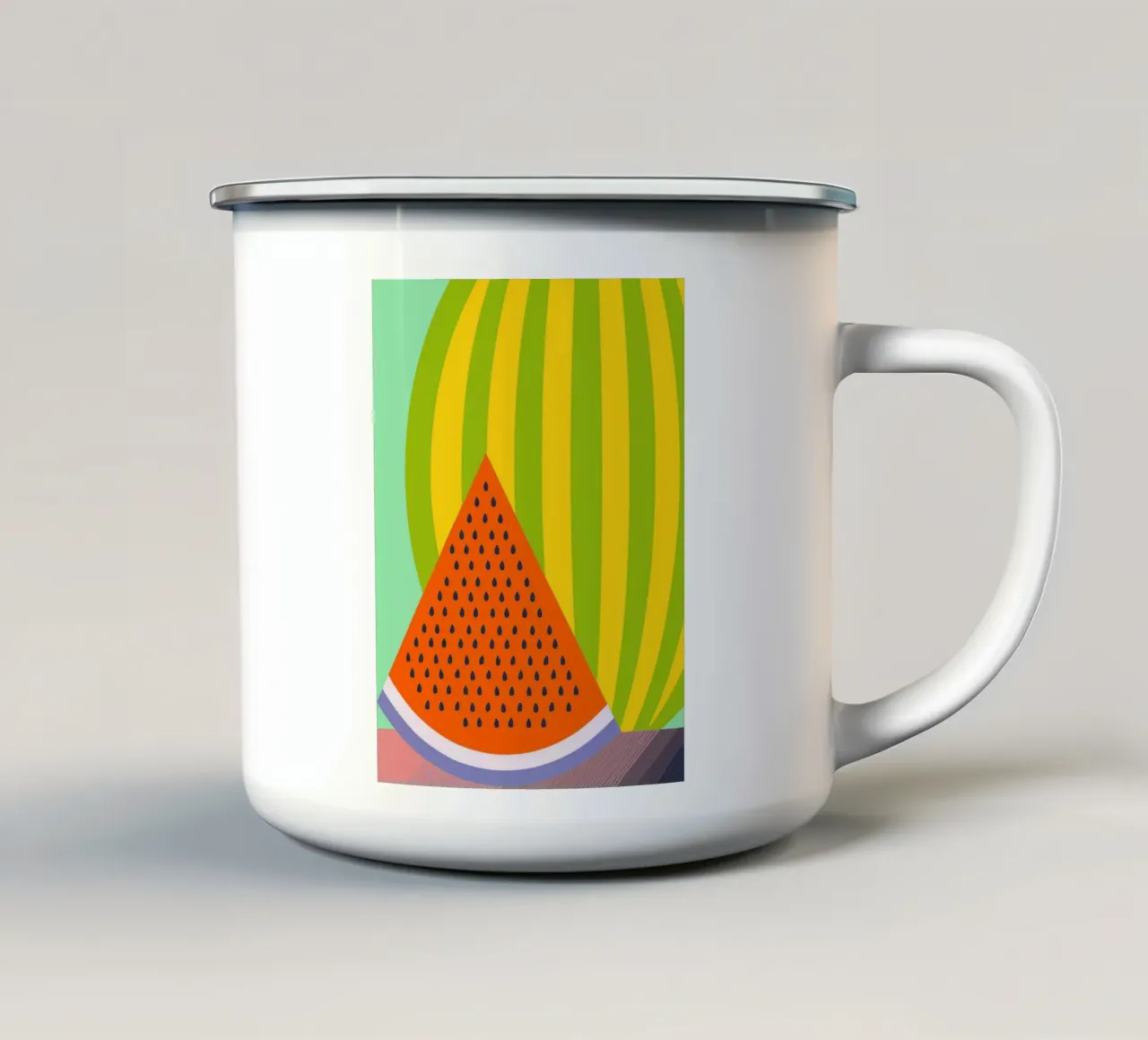 Illustrazione vettoriale dell'anguria tazza in smalto da kamilaze