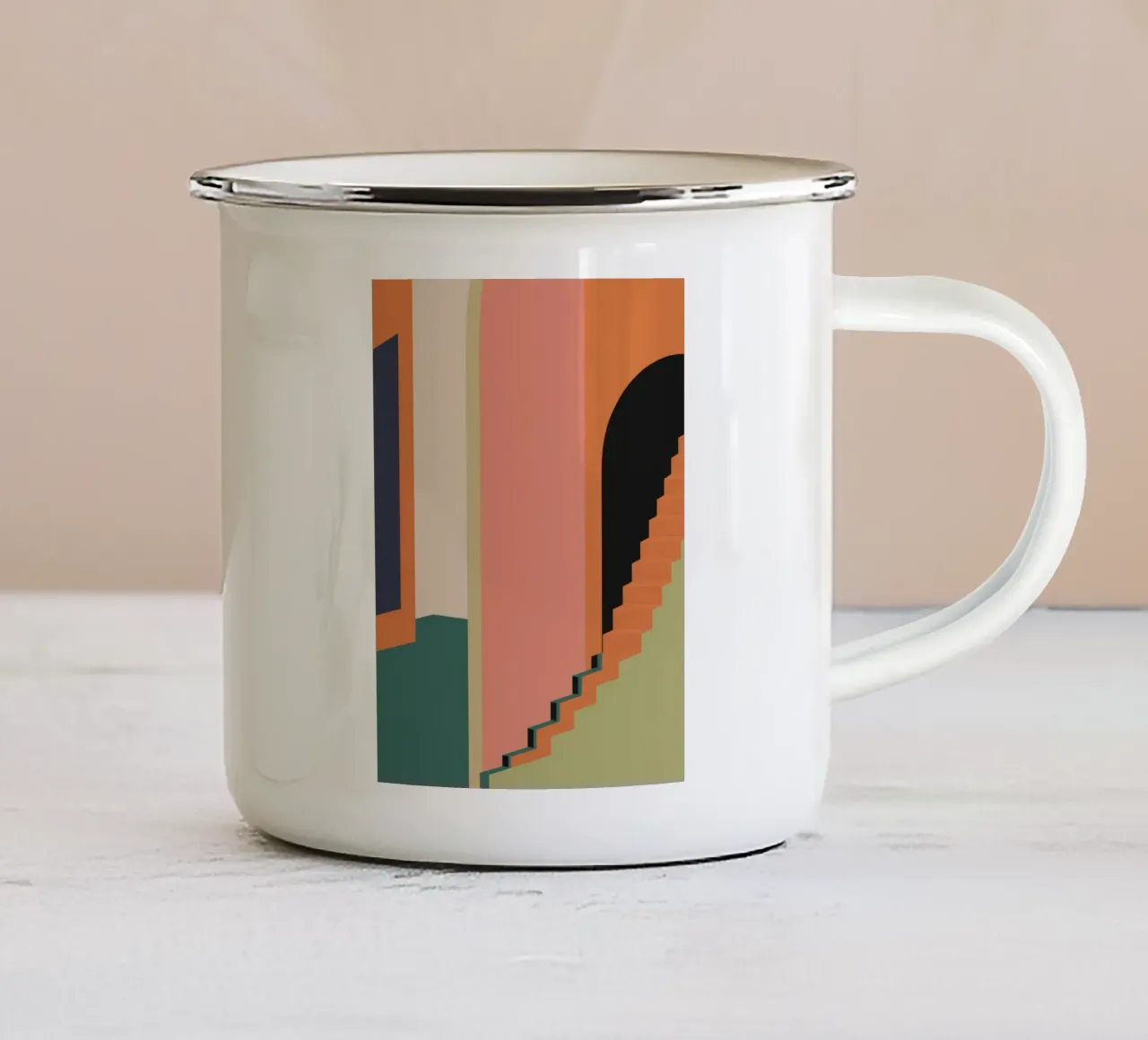 L'escalier du crépuscule mug en émail de Stone Patina