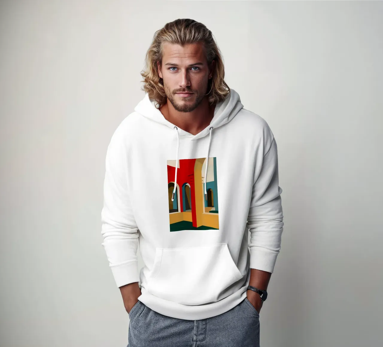 Geometría de la Hora Dorada sudadera con capucha de Stone Patina