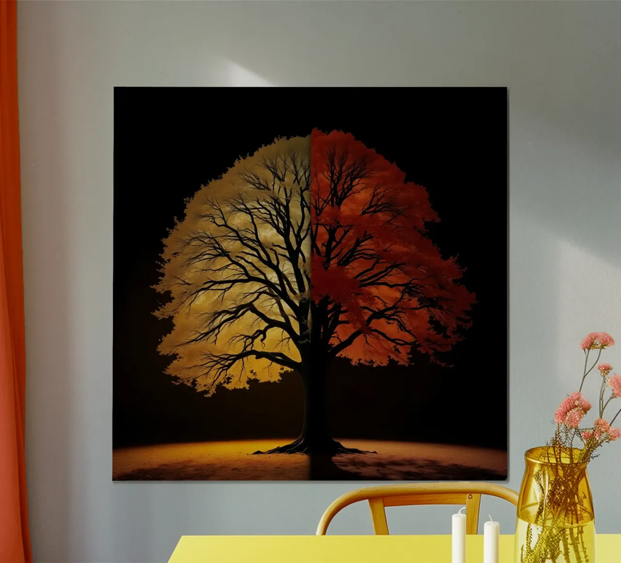 Tree showcasing seasonal transformation with contrasting art hahnemühle by DesignDoodle