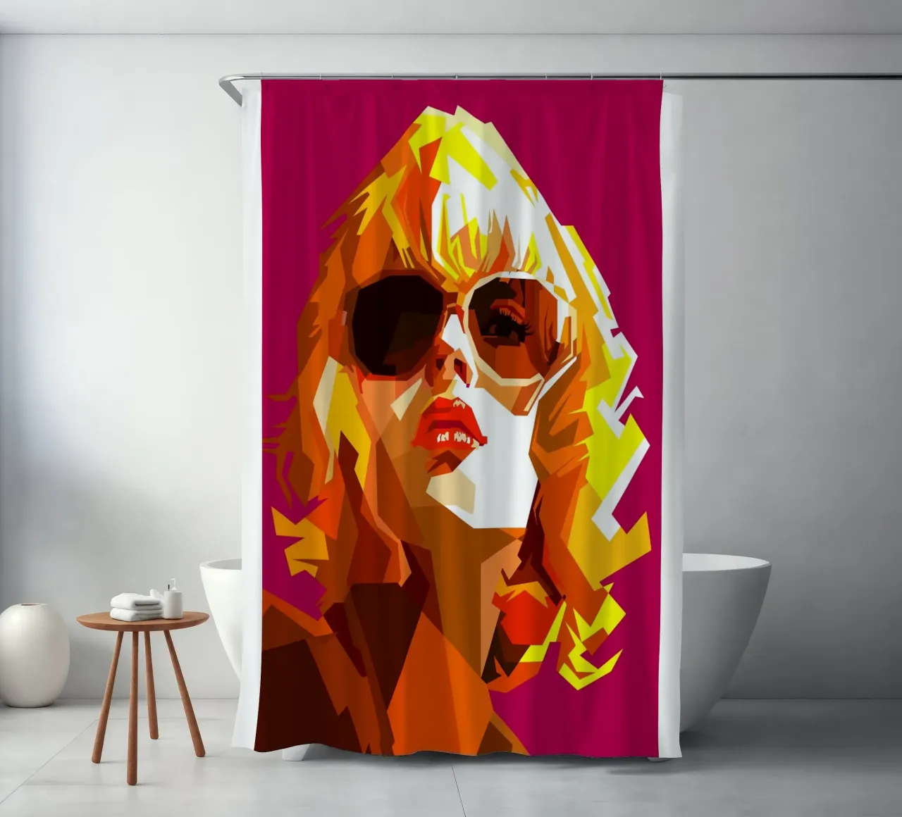 Donna retrò anni '70 Moda Stile Decennio tenda da doccia da Artkreator