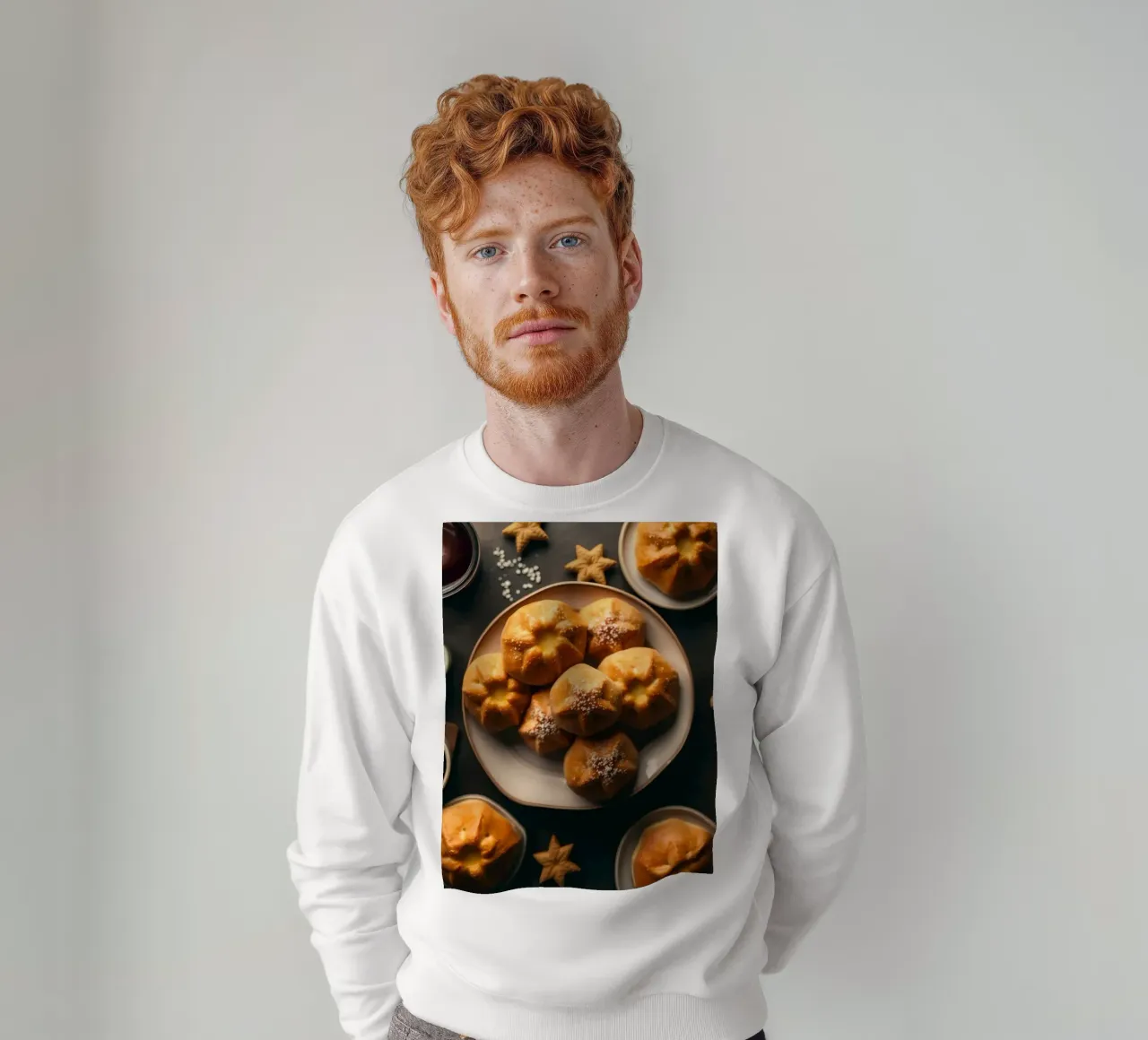 Leckere Backwaren auf einem Tisch mit dekorativen Elementen Sweatshirt von DesignDoodle