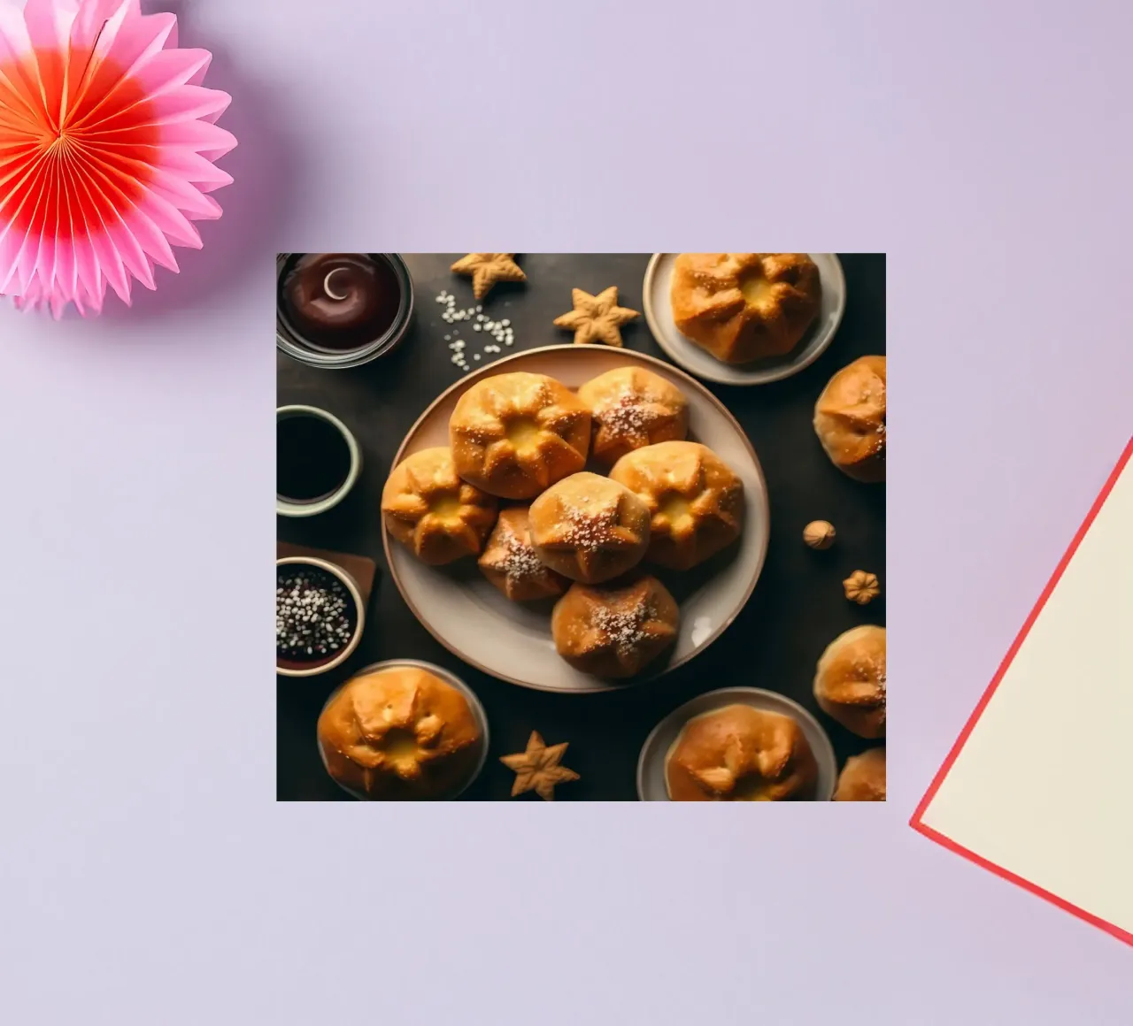 Delicious baked goods on a table with decorative elements sticker by DesignDoodle
