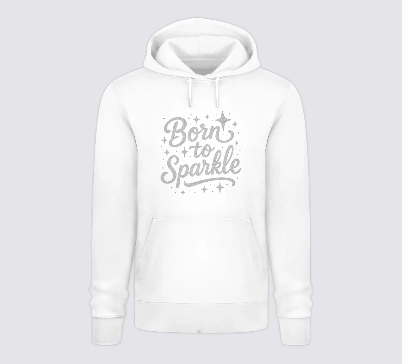 Messaggio "Born to sparkle" (nato per brillare) in lettere d'argento lucido felpa con cappuccio da DesignDoodle